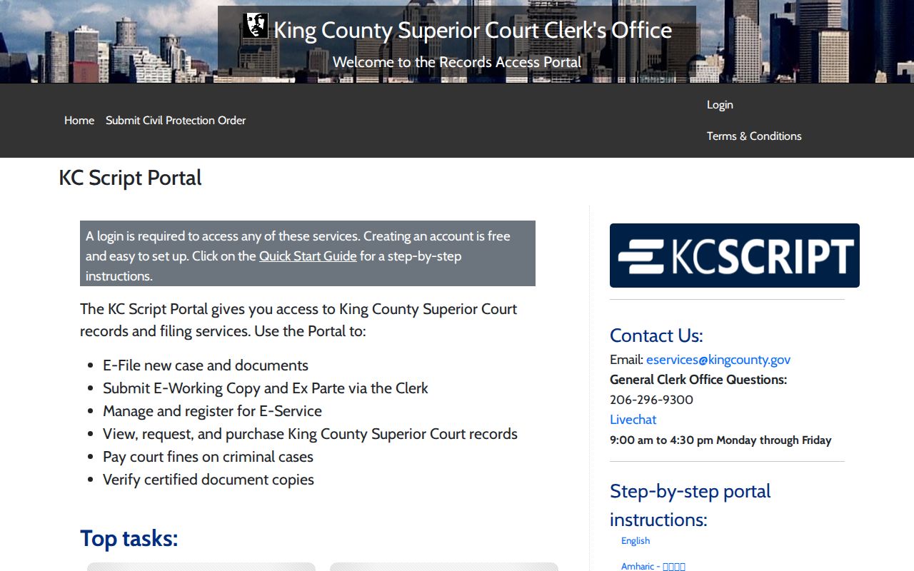 Seattle people search by participant in KC Script court records