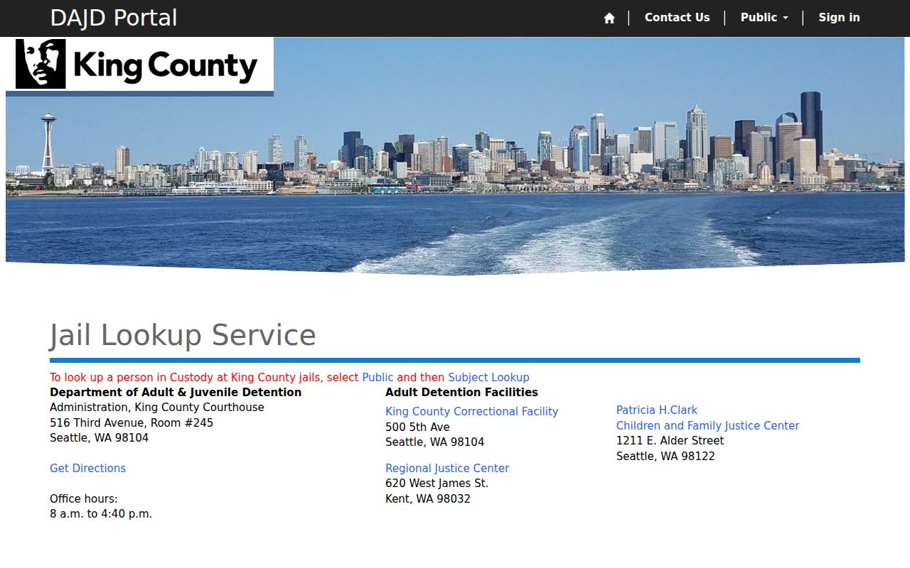 Seattle people search in King County jail custody records