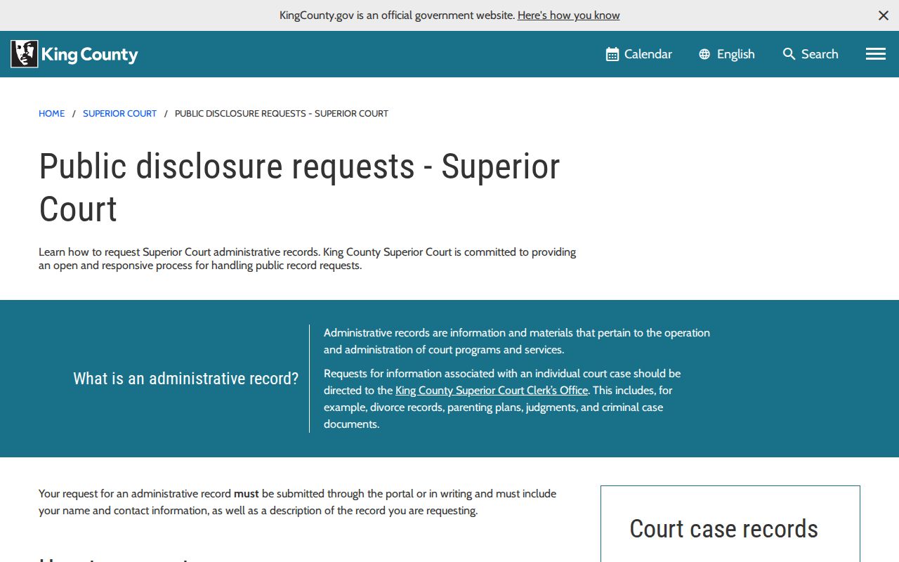 Seattle public records request options for King County Superior Court