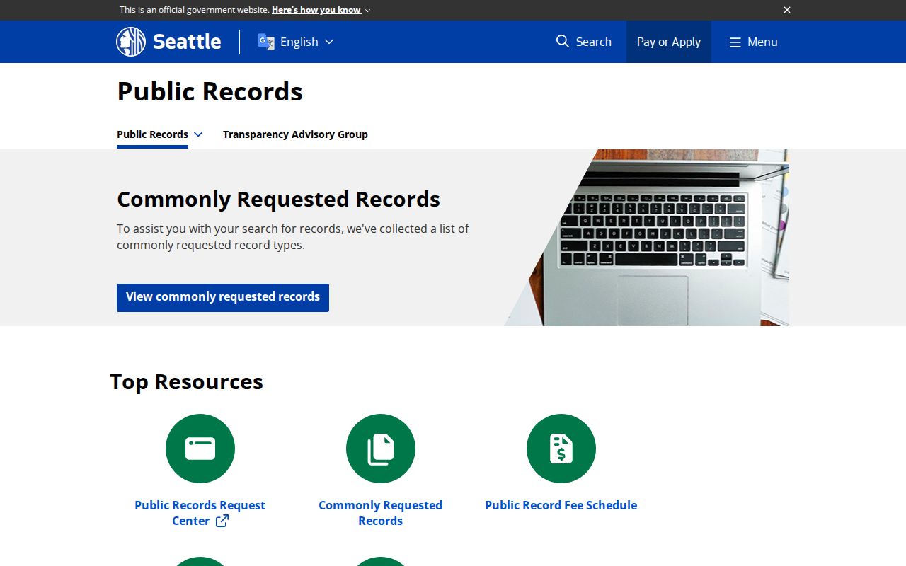 Seattle public records agency request center