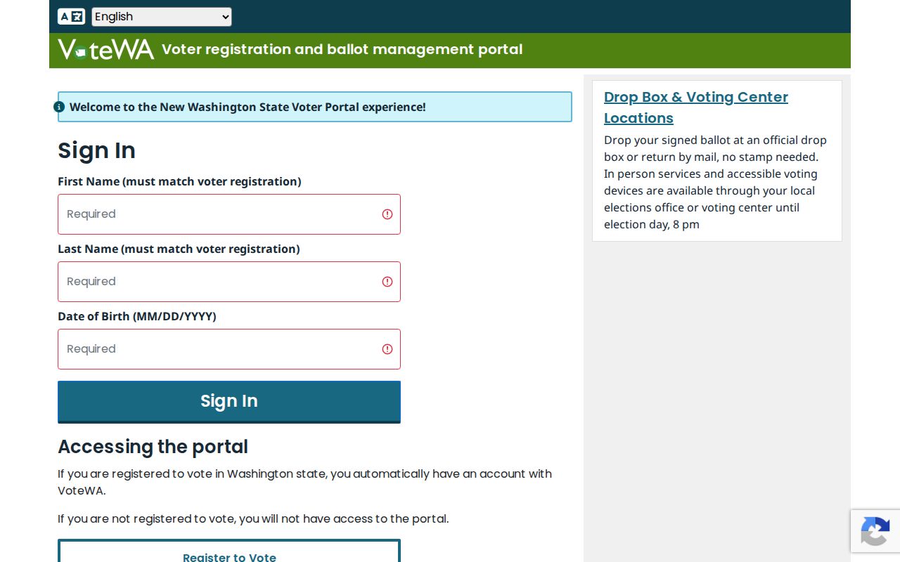 Seattle voter registration lookup on VoteWA